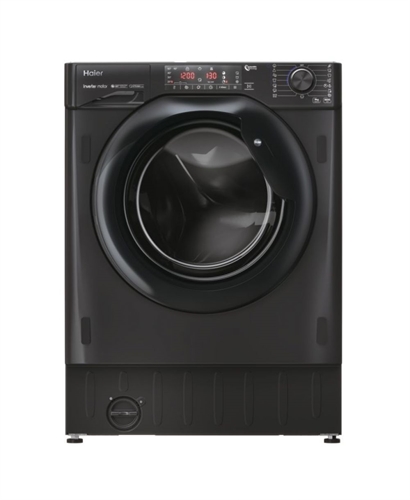 Haier HWQ90B416FWBB-S Lavatrice incasso, 9 Kg, 1600 giri/min, Inverter BPM, Tecnologia Instant Mix, Steam Plus, I-Time, Classe A, Nero