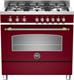 Bertazzoni HER906HYBSVIT Cucina libera Installazione, 90cm colore Rosso Vino, FORNO IBRIDO GAS-ELETTRICO