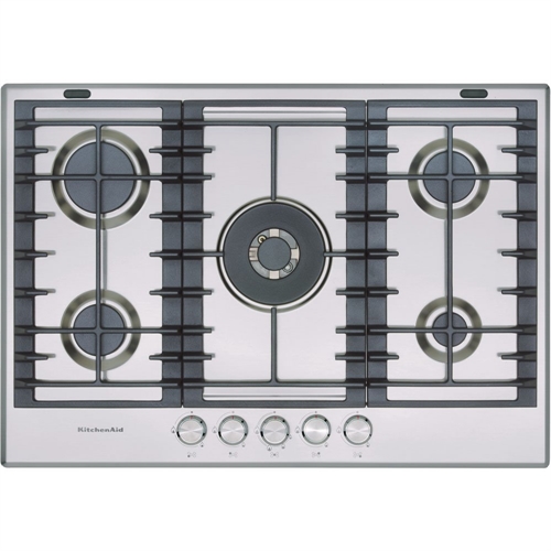 Kitchenaid KHMP5 77510 Piano cottura a gas 5 fuochi 75 cm, centrale ottone.