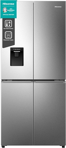 Hisense RQ5P470SMIE, Frigorifero Americano Quattro Porte, Classe E, Inox, Total No Frost, WiFi, Metal Cooling, Zona Convertibile, Display LED, Dispenser Acqua, Motore Inverter