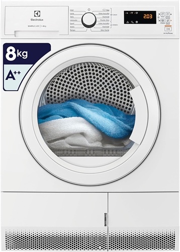 Electrolux EDH4825TW Asciugatrice 8Kg, Classe A++, Tecnologia SimpliCare System, Pompa di Calore