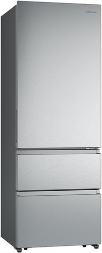 Hisense RT641N4AIE - Frigorifero a due porte, classe E, capacità 493 L con 200 cm di altezza, super freeze, totale no gelo, porta reversibile, silenziosa 38 dB, colore: inox